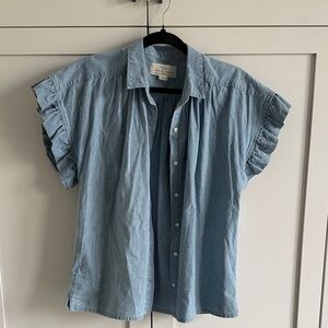 Trovata Marianne B Ruffle Sleeve Chambray Shirt